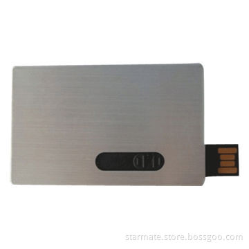 Aluminum Slim Credit Card-shaped USB Flash Drive with and 64MB to 16GB Memory Capacity